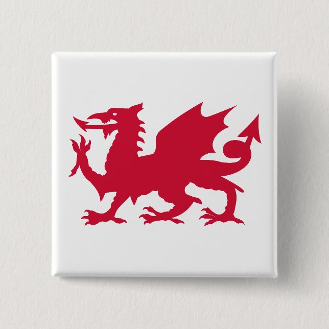 Roter walisischer Drache Button (Vorderseite)