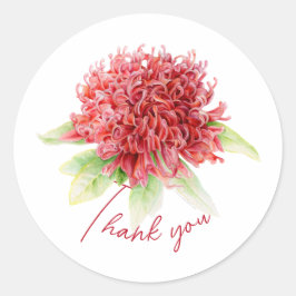 Roter Waratah botanischer Dank Ihnen Hochzeitsaufk Runder Aufkleber