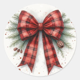 Roter Wasserfarbe-Weihnachtsbogen Runder Aufkleber