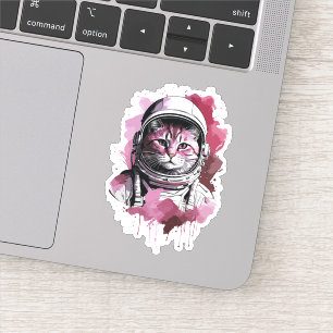 Roter Wasserfarben-Astronaut-Kater Aufkleber