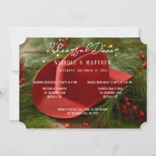 Roter Weihnachts-Cowboyhut Probedinner Einladung
