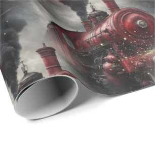 Roter Weihnachts-Dampfzugar Geschenkpapier