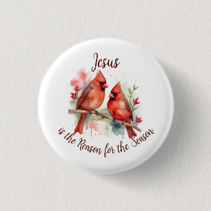 Roter Weihnachts-Kardinal Jesus Grund für die Sais Button