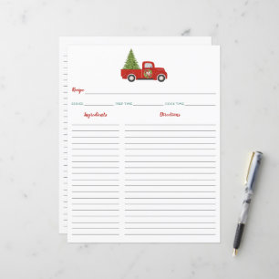 Roter Weihnachts-LKW- und Baum-Rezeptordner-Einleg