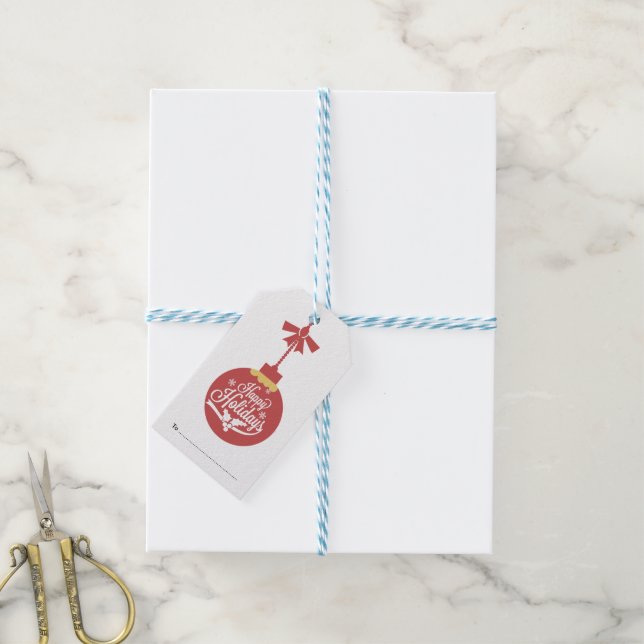 Roter Weihnachtsball Geschenkanhänger (Mit Garn)