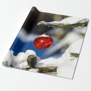 Roter Weihnachtsball, Sonnentag Geschenkpapier