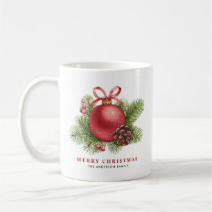 Roter Weihnachtsball Weihnachtsfeiertag Kaffeetasse
