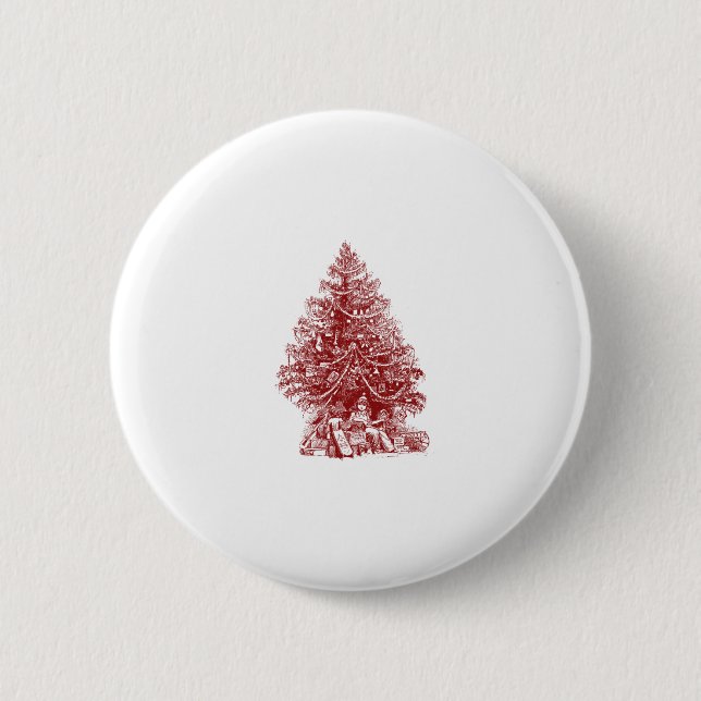 Roter Weihnachtsbaum Button (Vorderseite)