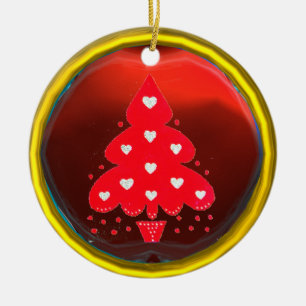 ROTER WEIHNACHTSBAUM FEIERTAG roter Keramikornament