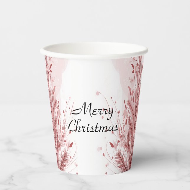 Roter Weihnachtsbaum Schneedekoration Schöne Pappbecher (Vorderseite)