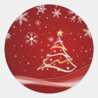 Roter Weihnachtsbaum-Sticker Runder Aufkleber