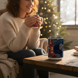 Roter Weihnachtsbecher mit individuellem Foto Fest Zweifarbige Tasse