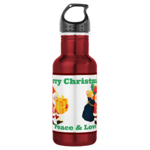 Roter Weihnachtsdruck-Text Santa-Geschenk Edelstahlflasche