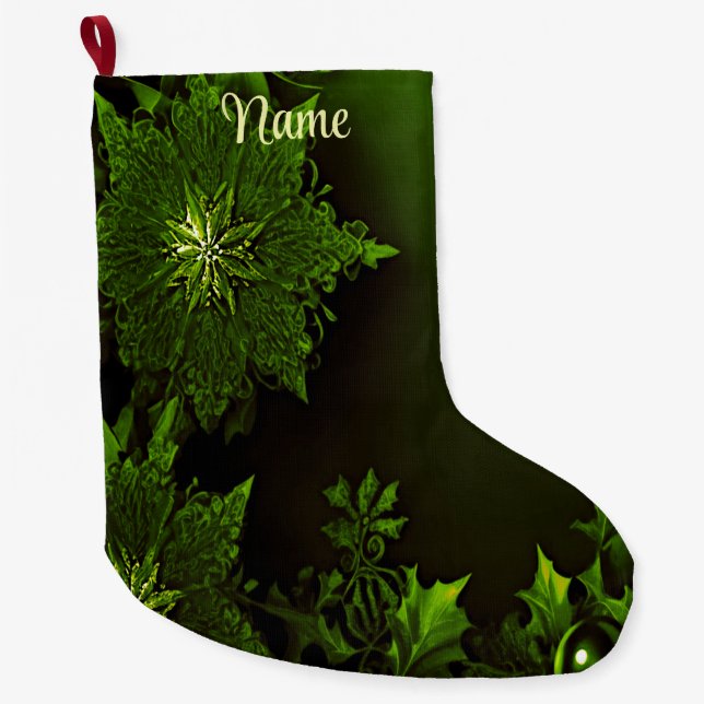 Roter Weihnachtsfeiertag Grüner Strumpf Großer Weihnachtsstrumpf (Vorderseite)