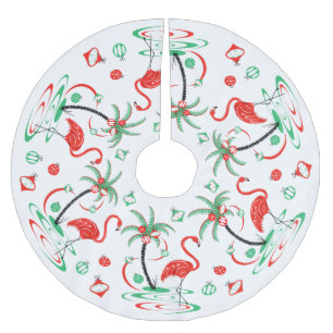 Roter Weihnachtsflamingo-Flitterbaumrock Polyester Weihnachtsbaumdecke