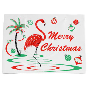 Roter Weihnachtsflamingo-frohe Weihnachten groß Große Geschenktüte