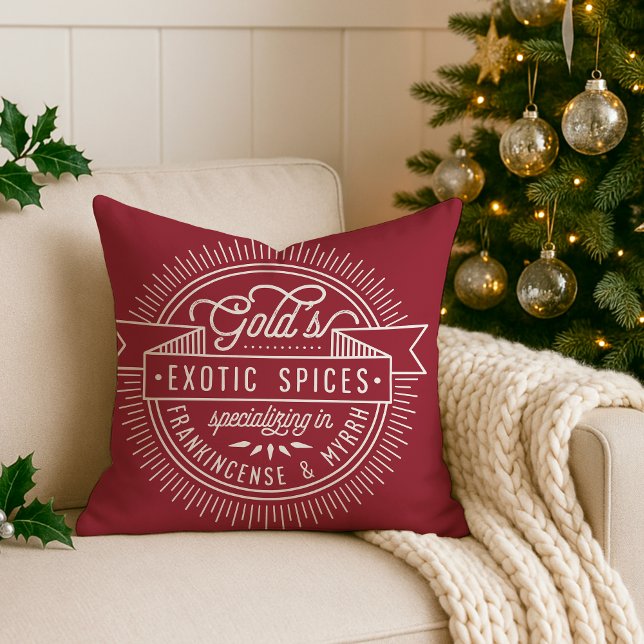 Roter Weihnachtsgottstil für Vintage Logos Kissen (Von Creator hochgeladen)