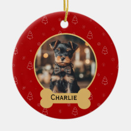 Roter Weihnachtshund Name Holiday Andenken Keramik Ornament