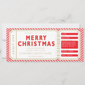 Roter Weihnachtskonzert-Ticket-Geschenkgutschein K Einladung