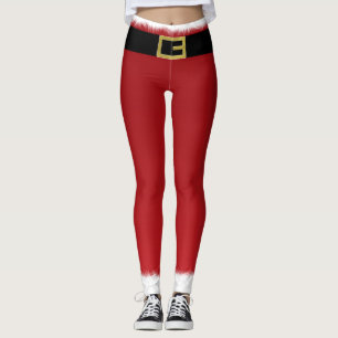 Roter Weihnachtsmann-Gürtel & Weißer Pelz-Feiertag Leggings