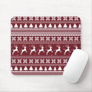 Roter Weihnachtsmann-Rentier-Weihnachtsstrickjacke Mousepad