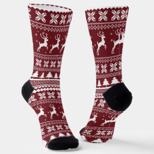 Roter Weihnachtsmann-Rentier-Weihnachtsstrickjacke Socken