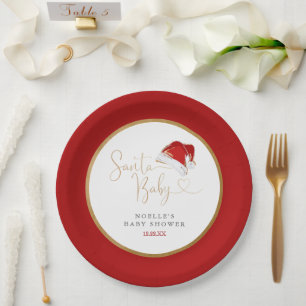 Roter Weihnachtsmannhut Weihnachten Santa Baby Bab Pappteller