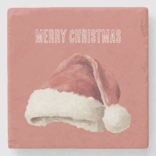 Roter Weihnachtsmannhut Weihnachten Steinuntersetzer