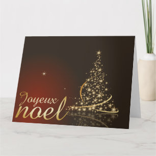 Roter Weihnachtsmotif mit goldenem Tannenbaum Karte
