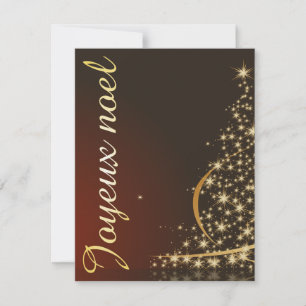 Roter Weihnachtsmotif mit goldenem Weihnachtsbaum Einladung