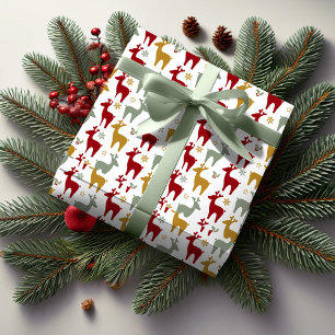 Roter Weihnachtsrentier-Muster#12 ID1009 Geschenkpapier
