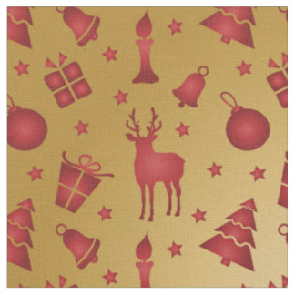 Roter Weihnachtsrinder auf Gold Stoff