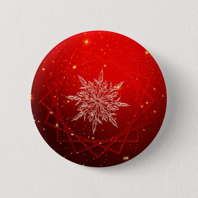 Roter Weihnachtsschnee Button (Vorderseite)