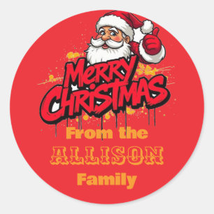 Roter Weihnachtsticker Runder Aufkleber