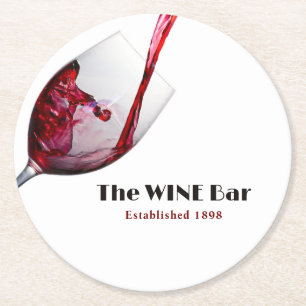 Roter Wein, Bar/Weinkeller Runder Pappuntersetzer
