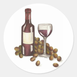 Roter Wein Degustation Flasche Weintrauben Weinkel Runder Aufkleber