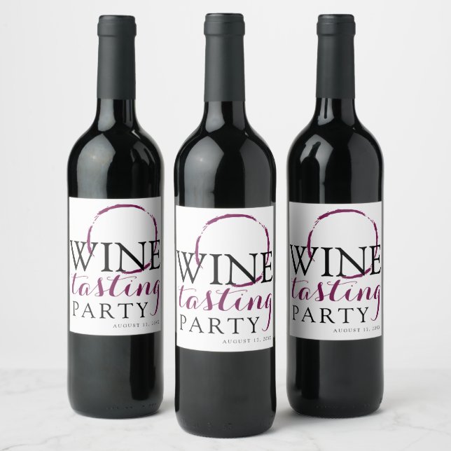 Roter Wein Degustation Party Weinetikett (Flaschen)