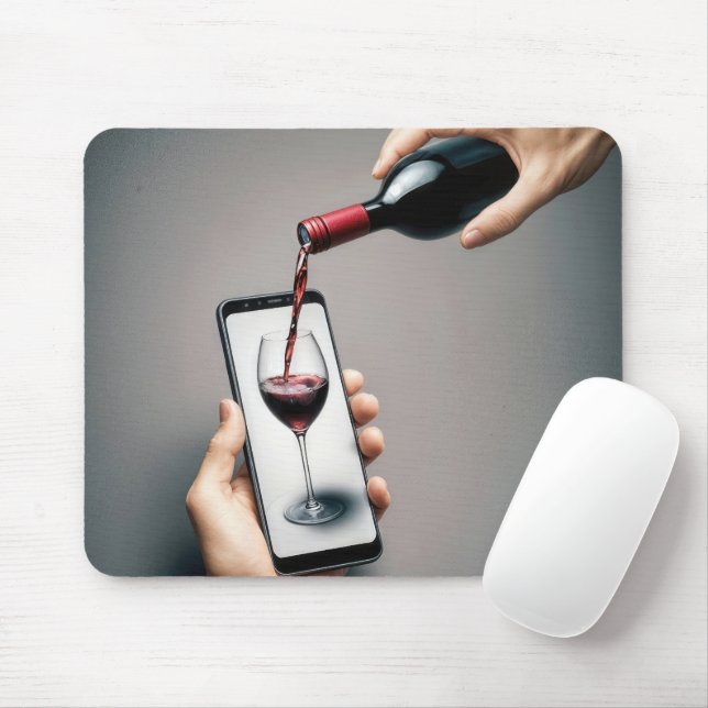 Roter Wein, der in ein Smartphone strömt Mousepad (Mit Mouse)