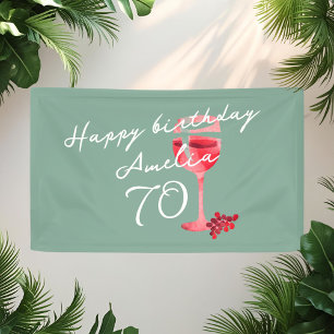 Roter Wein Glas Wasserfarbe 70. Geburtstagsparty Banner