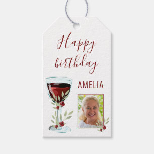 Roter Wein Rose Aquarell Foto 60. Geburtstag Geschenkanhänger