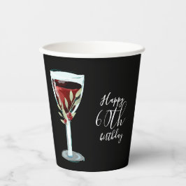Roter Wein Rose Wasserfarbe 60. Geburtstagsparty Pappbecher
