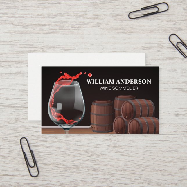 Roter Wein Splash | Barrels Visitenkarte (Vorderseite/Rückseite Beispiel)