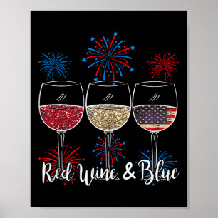 Roter Wein und Blau 4. Juli Wein Rot Blau Poster
