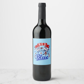 Roter Wein und Blau Weinetikett