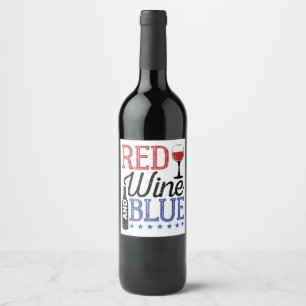 Roter Wein und Blauer 4. Juli Drinken Weinetikett