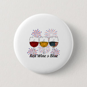 Roter Wein und Blauer 4. Juli Roter Weißer Wein Button