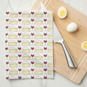 Roter Wein und Brie Cheese Muster Essecke Handtuch