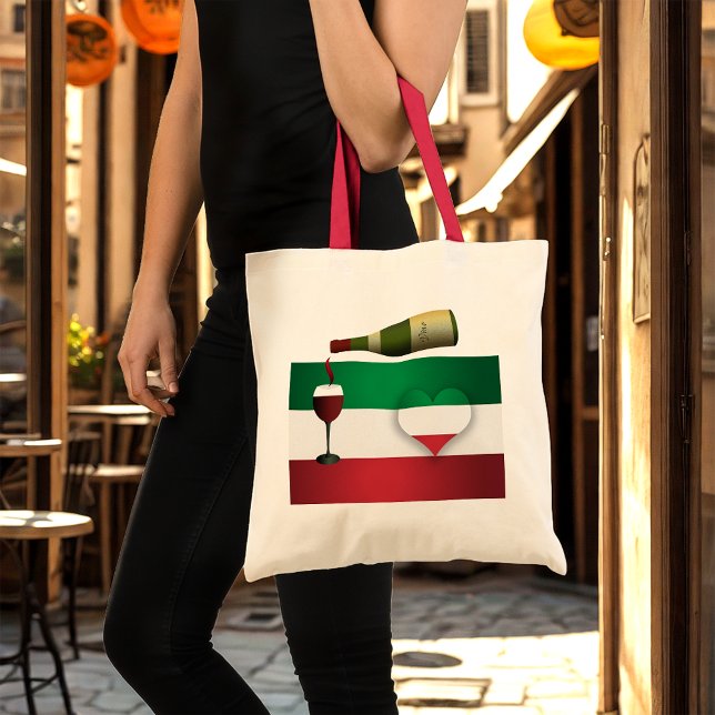 Roter Wein und italienische Flagge Tragetasche (Von Creator hochgeladen)