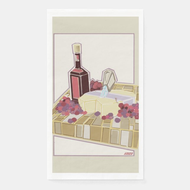 Roter Wein und Käse Charcuterie Board Napkins Serviette (Vorderseite)