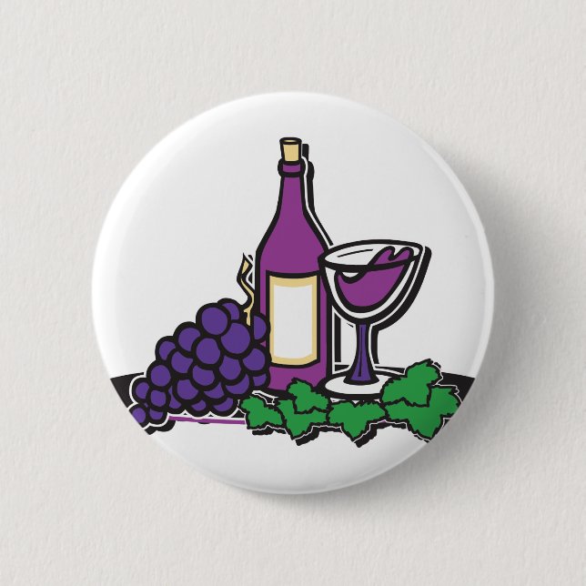 Roter Wein und Lila Trauben Button (Vorderseite)